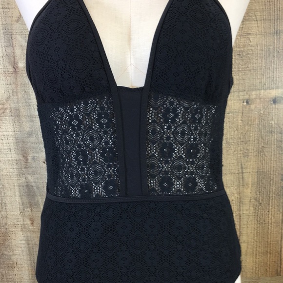 NWT Mossimo Swim Black One Piece Swimsuit Womens Large Halter - Picture 3 of 15